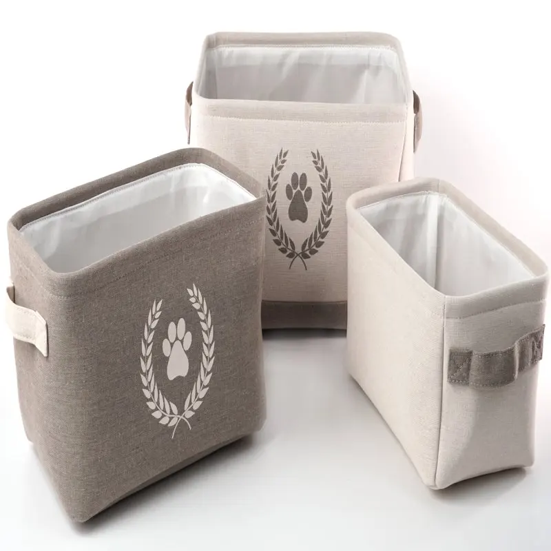

Luxurious Linen Crest Pet Storage Bins Set – Ideal for Your Favorite Furry Friend's Toys, Bedding and Accessories