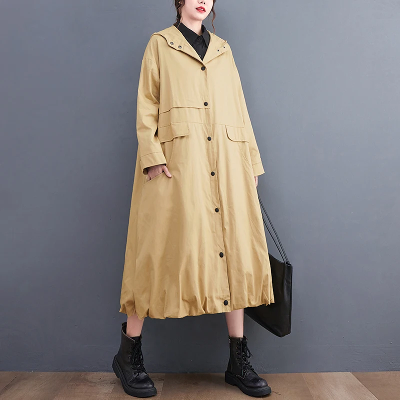 

SuperAen Women's Casual Windbreaker Autumn Winter 2022 New Loose Temperament Fashion Hooded Long Coat for Women