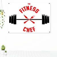 the fitness chef workout motivational poster tapestry wall art fitness bodybuilding exercise banner flag wall stickers gym decor
