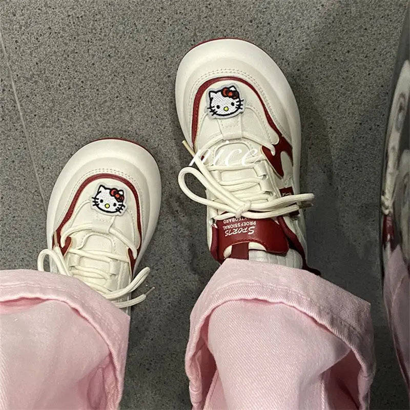 

Kawaii Sanrio Hellokitty аниме Kawaii новые универсальные повседневные и популярные кроссовки модные и милые нишевые женские кроссовки