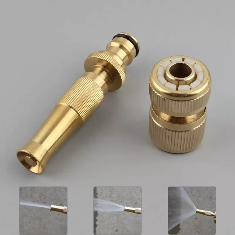 

Spray Nozzle Water Gun Brass High Pressure Direct Spray Quick Connector Home Hose Adjustable Pressure Garden Sprinkler