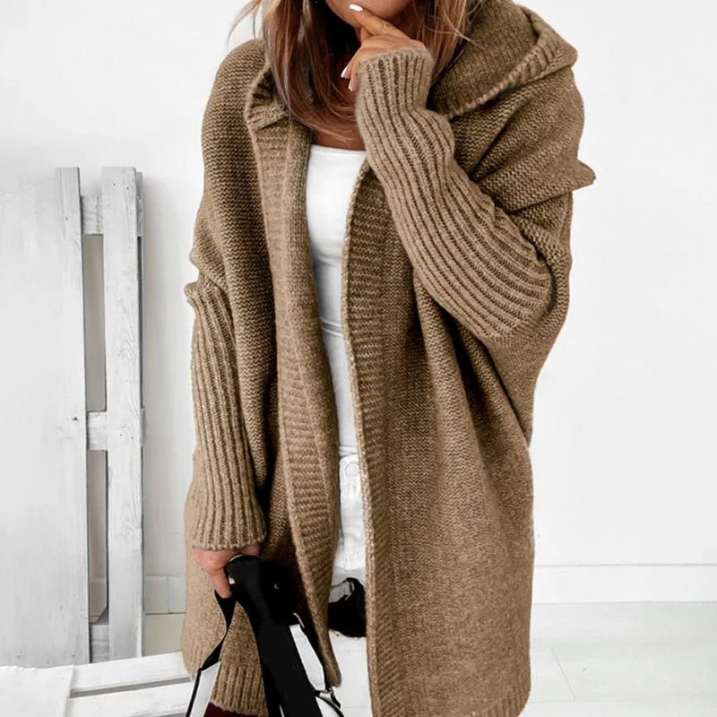 

Coats Woman Winter 2023 Hooded Sweater Soft Loose Back Stitched Sweater Winter Women's Cold Coat Cardigan Women Long Sleeve Top