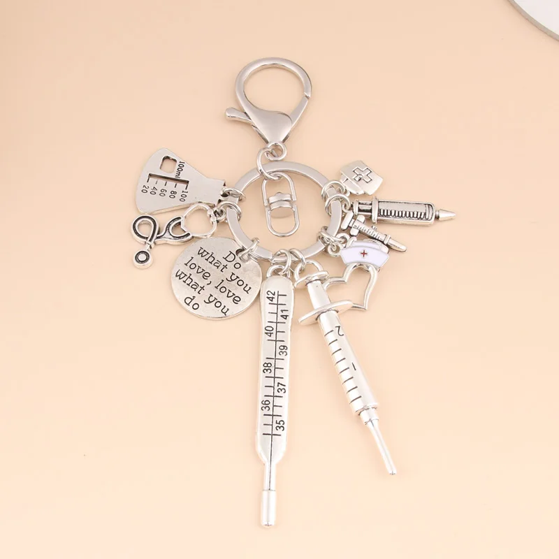 

1PcTool Keychain Medico Key Ring Measuring Glass Thermometer Needle Tubing Key Chain Doctors and Nurses Gift Jewelry