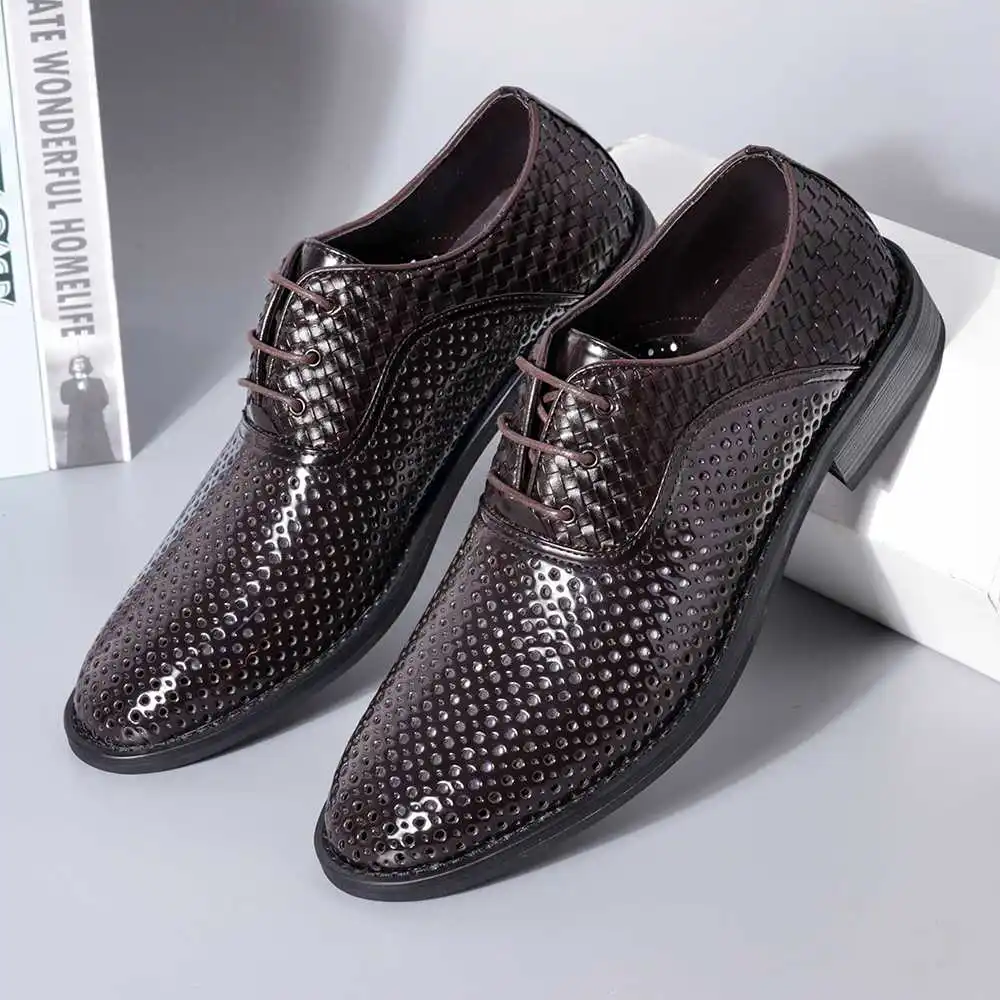 

Menico Men Stylish Hole Breathable Woven Style Formal Dress Shoes Slip On Casual Shoes Luxury Business Loafers Large Size 39-48