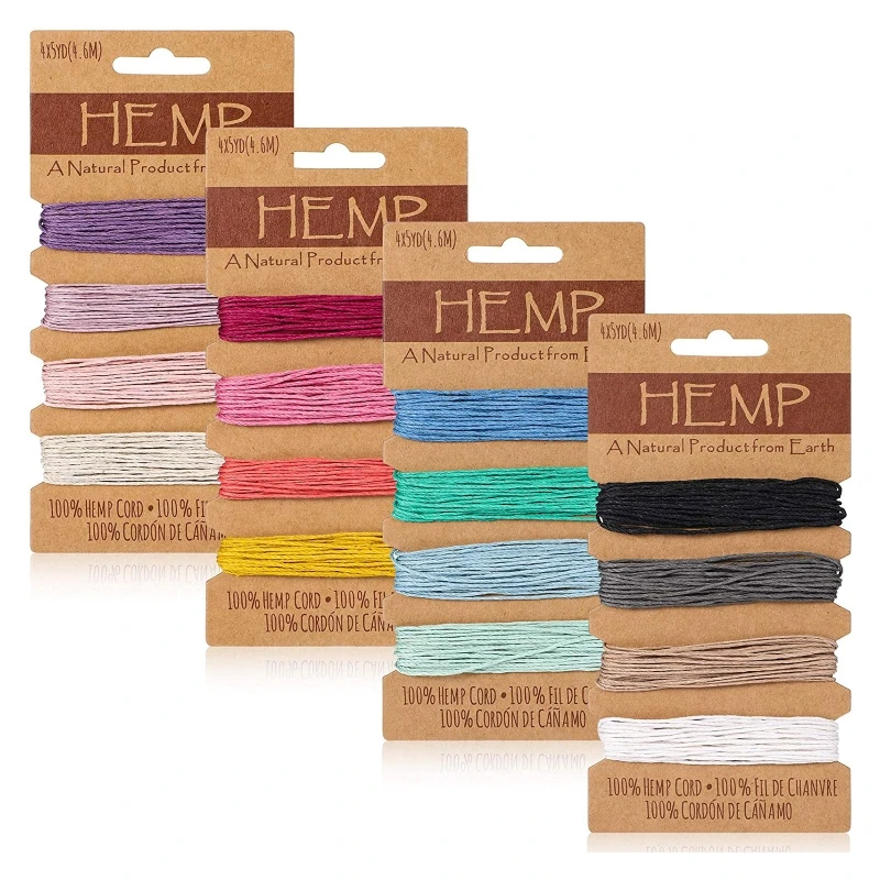 

16 Colors Colored Hemp Rope 1mm Hemp Waxed Hemp Rope Diy Braided Bracelet Necklace Rope 1 Card 4 Colors for Jewelry