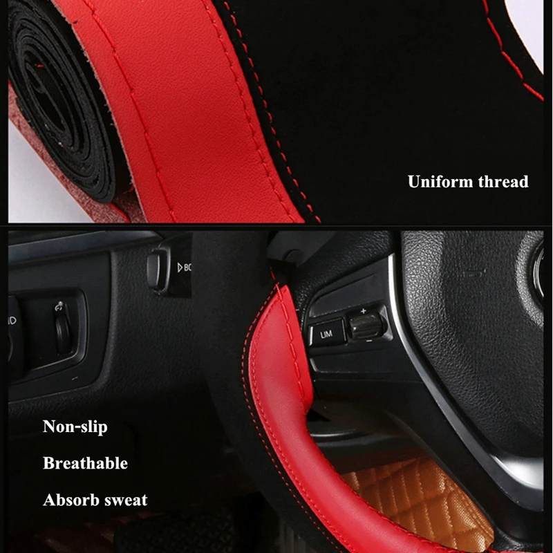 Анти-скольжения Замшевые Кожаные чехлы рулевого колеса автомобиля