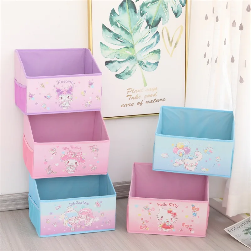 

Sanrio Kawai Cinnamoroll Kuromi Mymelody Cartoon Cute Superimposed Drawer Pvc Storage Box Smiley Storage Bins Toys for Girls