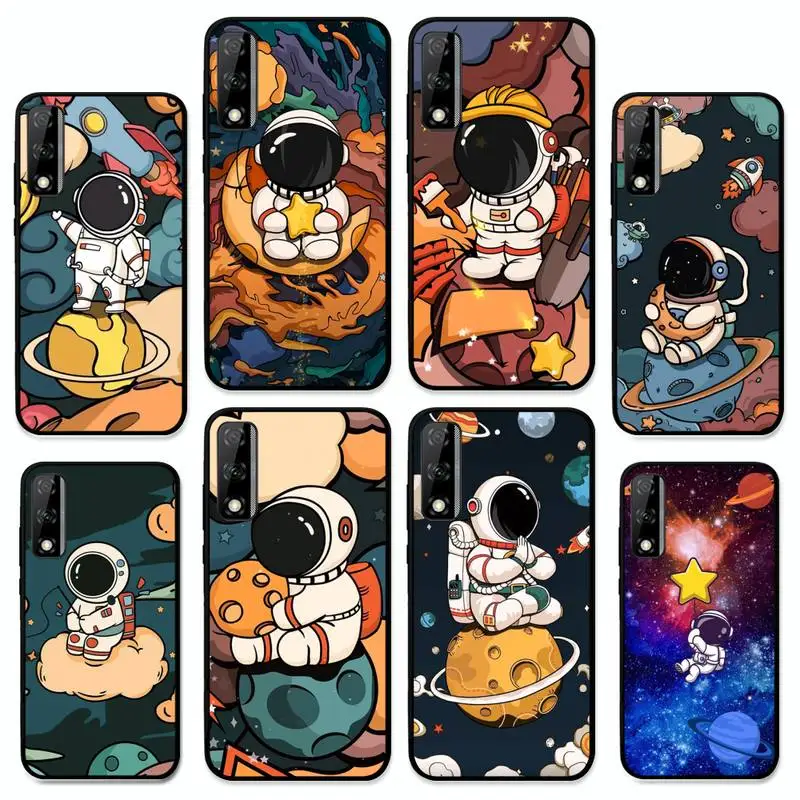 

YNDFCNB Star Astronaut Cute Phone Case for Huawei Y 6 9 7 5 8s prime 2019 2018 enjoy 7 plus