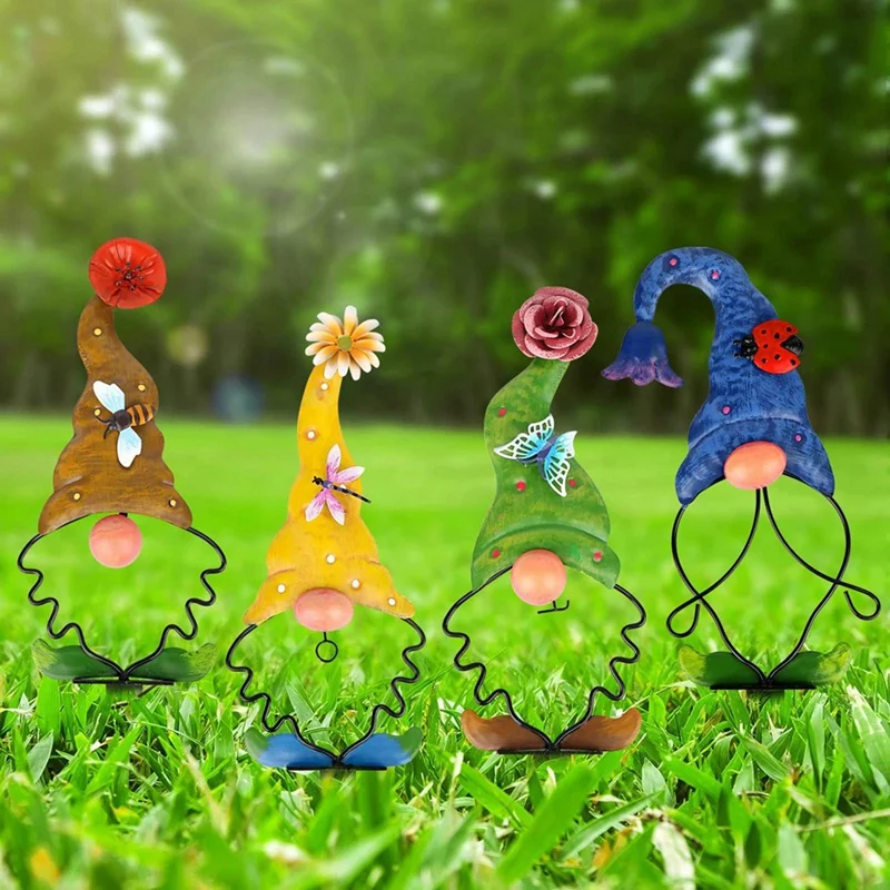 Металлический гном вставка в землю 3D насекомые бабочки декор для сада двора