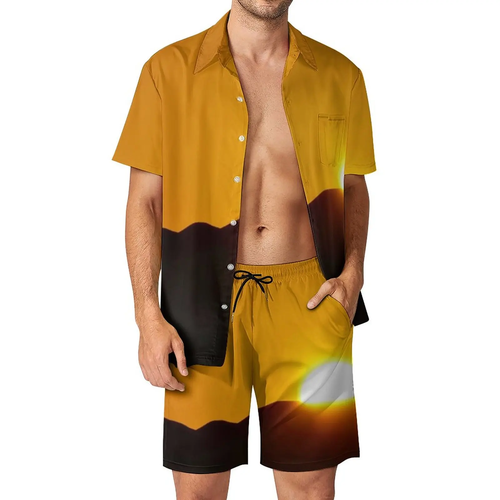 

Golden Desert Men Sets Dunes Sunset Landscape Casual Shirt Set Trending Beach Shorts Summer Graphic Suit 2 Piece Clothing