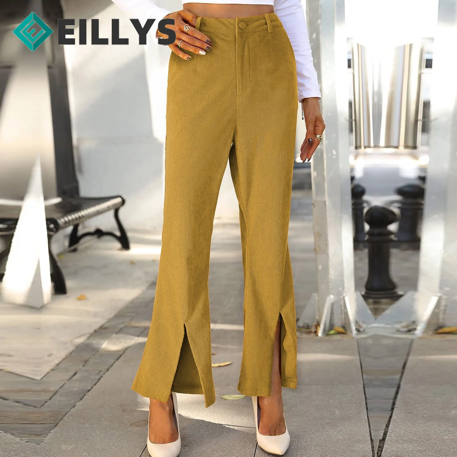 

2022 Spring Summer solid color Front Slit Pants Women's Drape High Waist Thin Wide Leg Pants female Loose Casual flared Pants
