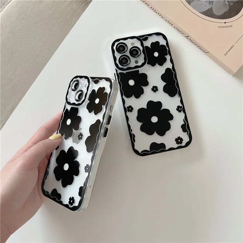 Мягкий силиконовый прозрачный цветочный чехол модный и милый подходит для iPhone 11