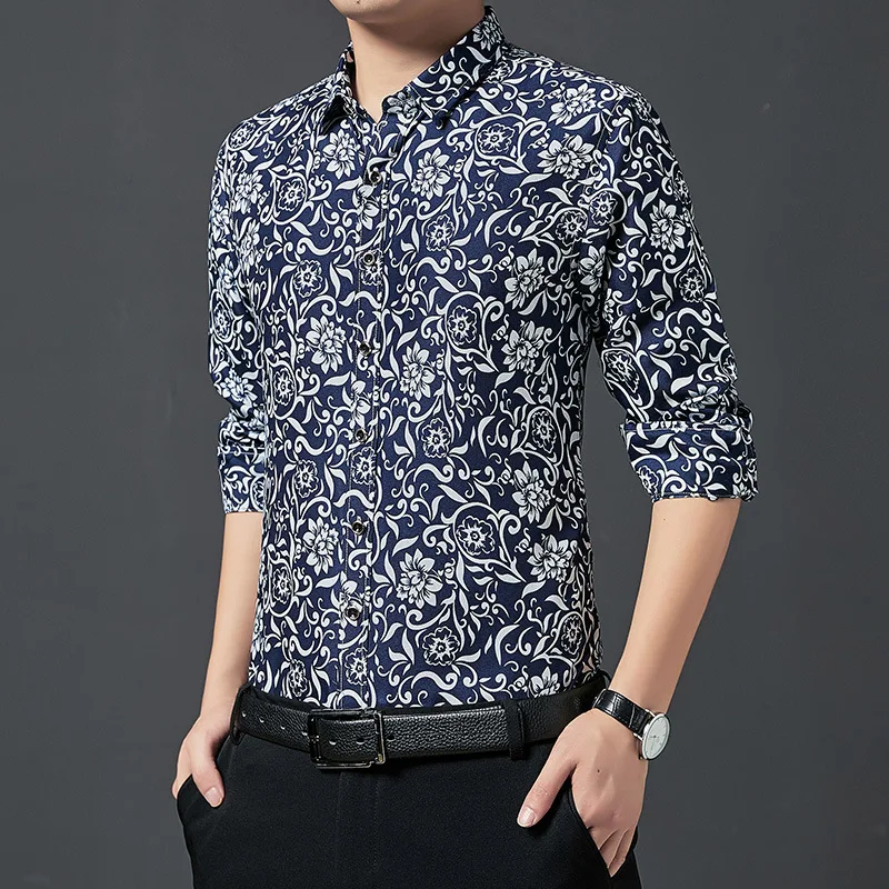 

2022 new men's long-sleeved shirts, fashionable color shirts, trendy business innerwear, men's clothing