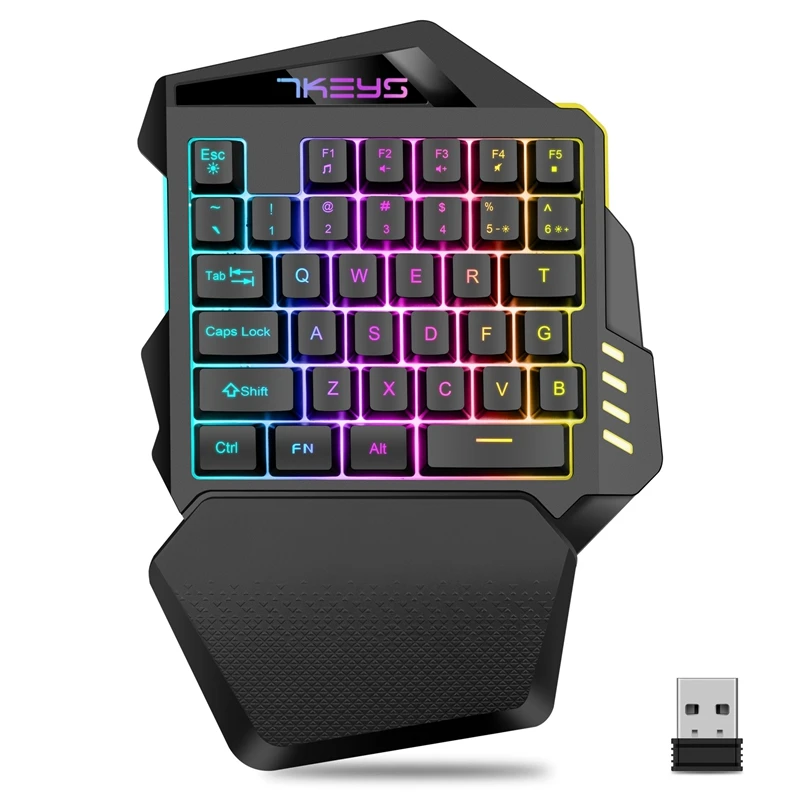 One Hand Mechanical Wireless Gaming Keyboard RGB Backlit Portable Mini Keyboard Game Controller For PC PS4  Gamer