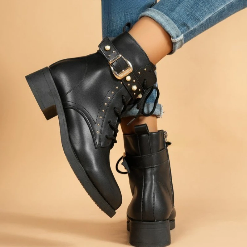Women's Boots Shoes Autumn Rivet Winter Shoes 2023 New Temperament Solid Women's Fashion Platform Shoes 2023 NEW