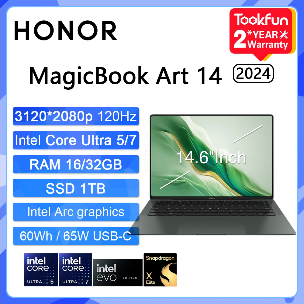 Ноутбук HONOR MagicBook Art 14 2024 14,6 дюйма 3,1 К 120 Гц OLED с ...