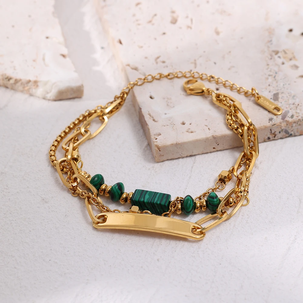 Высококачественный нишевой дизайн браслет из нержавеющей стали с натуральным