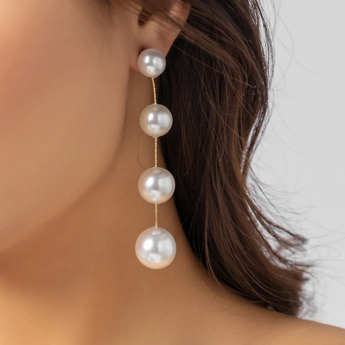 

IngeSight.Z Classic Simulated Pearl Tassel Long Dangle Earrings For Women Vintage Link Drop Earrings Wed Party Jewelry Gift