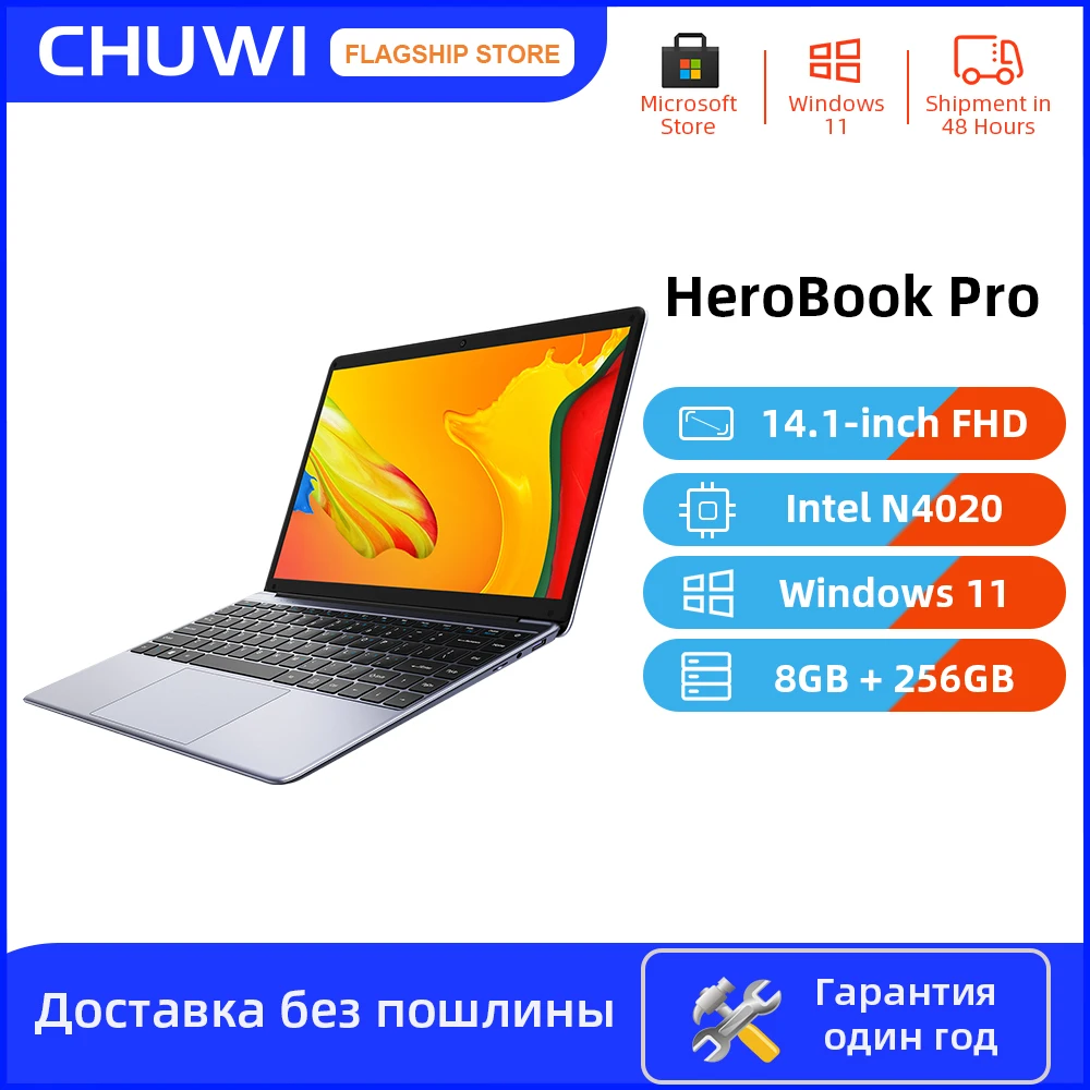 

CHUWI HeroBook Pro Laptop 14.1 inch IPS Screen 8GB RAM 256GB SSD Intel Celeron N4020 Dual Core Windows 11 System Computer PC