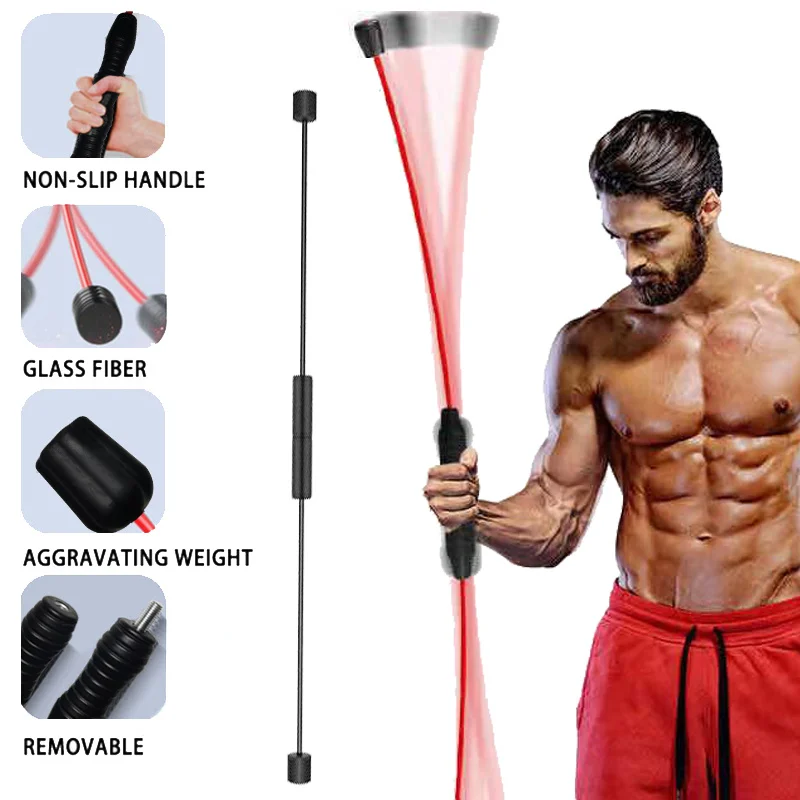 

Training Stick Fitness Exercise Elastic Bar Detachable Vibrating Flexi-Bar 160cm/62.88INCH Home Gym Pilates Resistance Workouts
