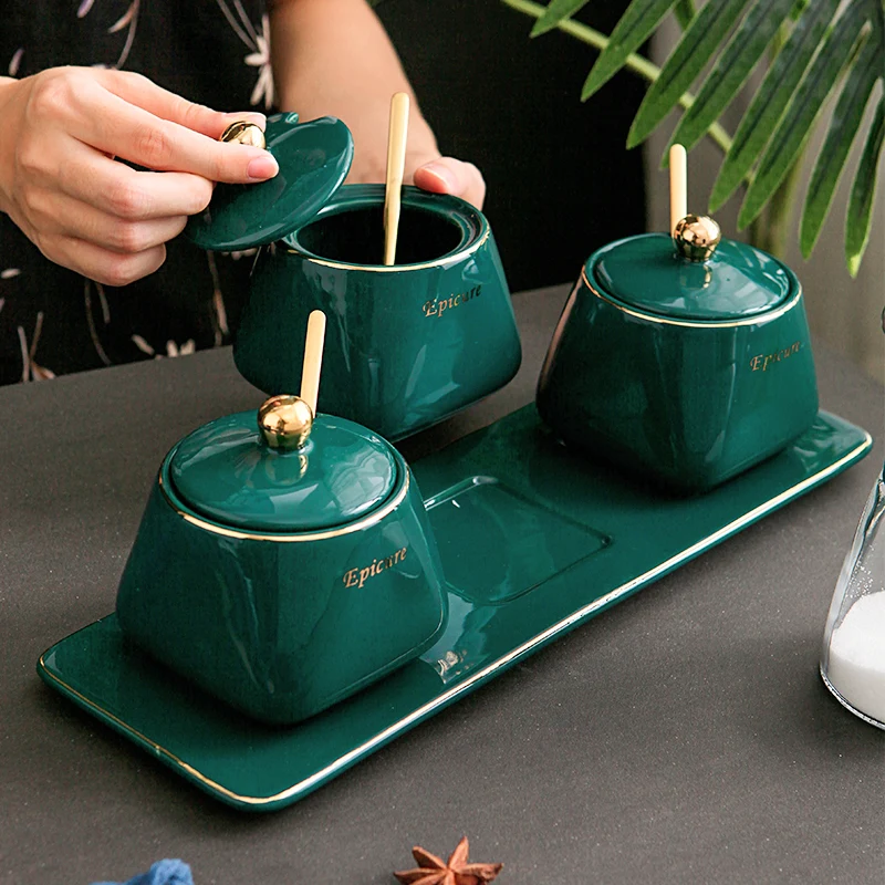 

Ceramic Seasoning Jar Sugar Pepper Salt Bowl Seasoning Sealed Jar Seasoning Jar with Lid Kitchen Especiero Kitchen Tools