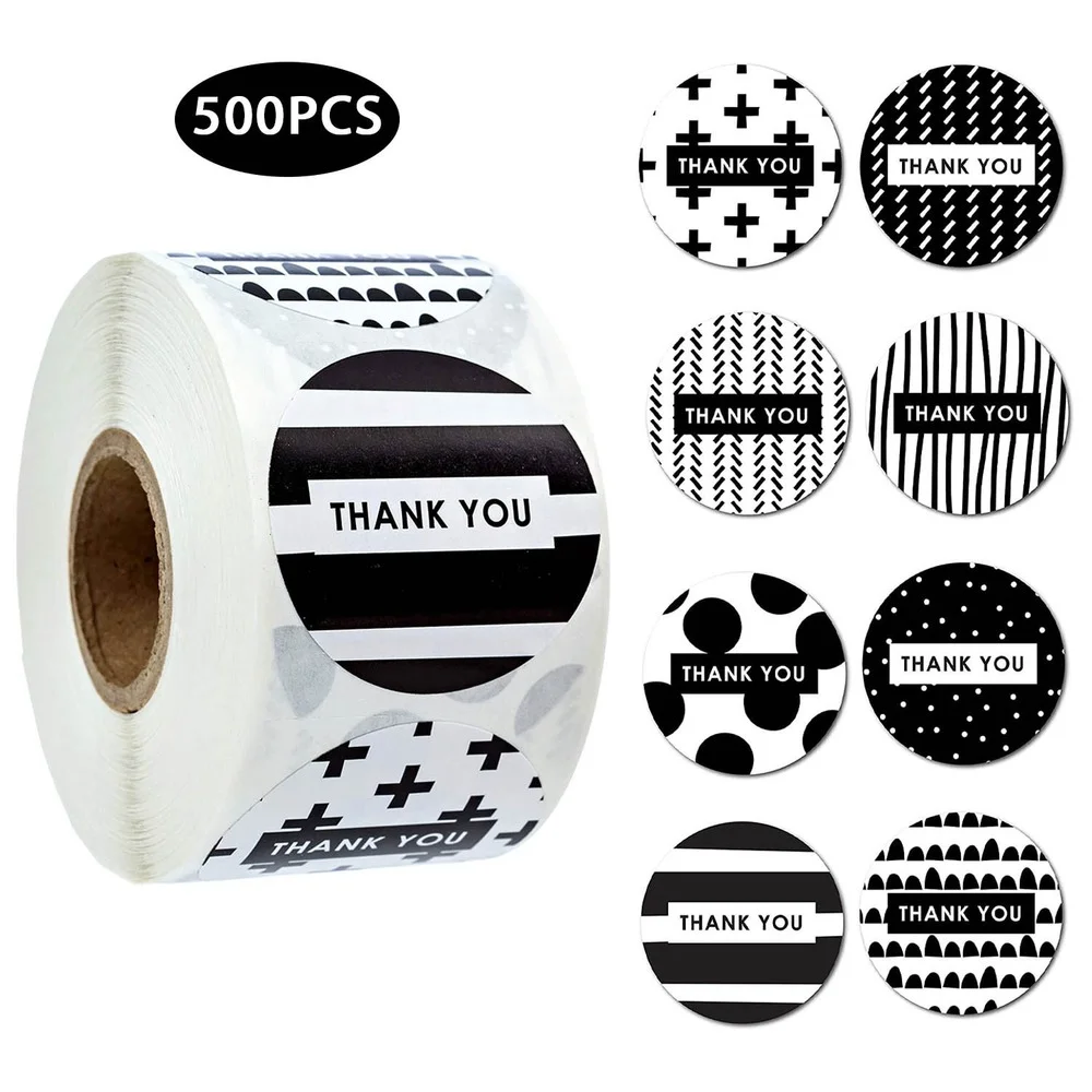 

Zebra Stripes Thank You Multiple Patterns Sticker spots lines Envelope Sealing Gift Wrapping round stationery label 50-500pcs