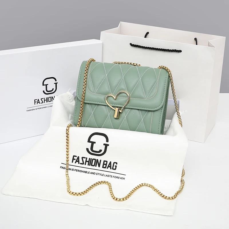 

Dwiray Love Snap Chain Square Flap Crossbody Bags Women Shoulder Bag 2022 PU Leather Designer Solid Color Fashion Handbag
