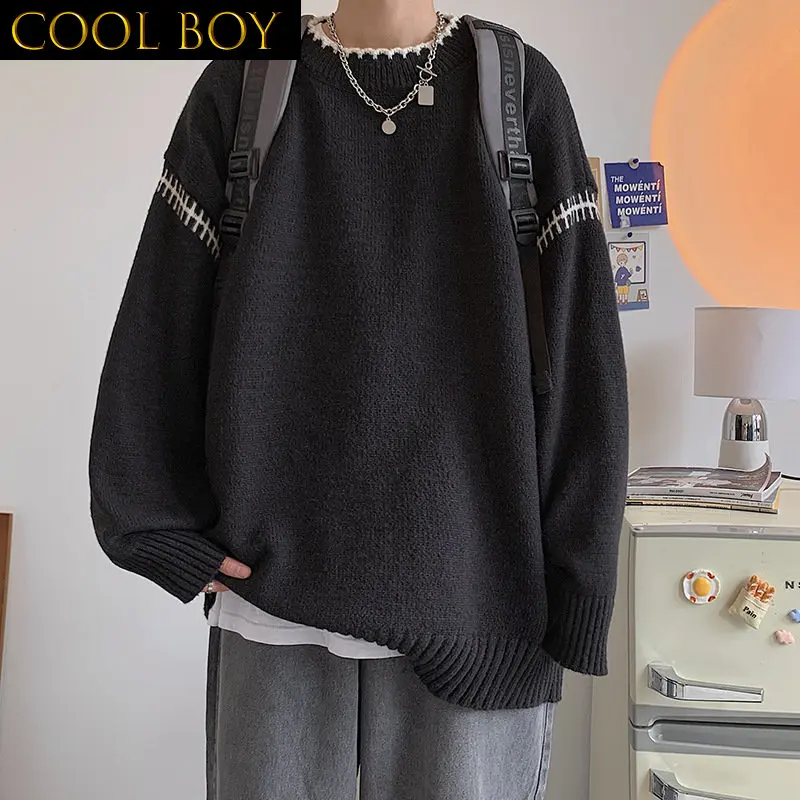 

Мужские вязаные пуловеры F для девочек, свитеры и джемперы, винтажный свитер в стиле ретро, вязаный пуловер, Мужская Корейская уличная одежд...