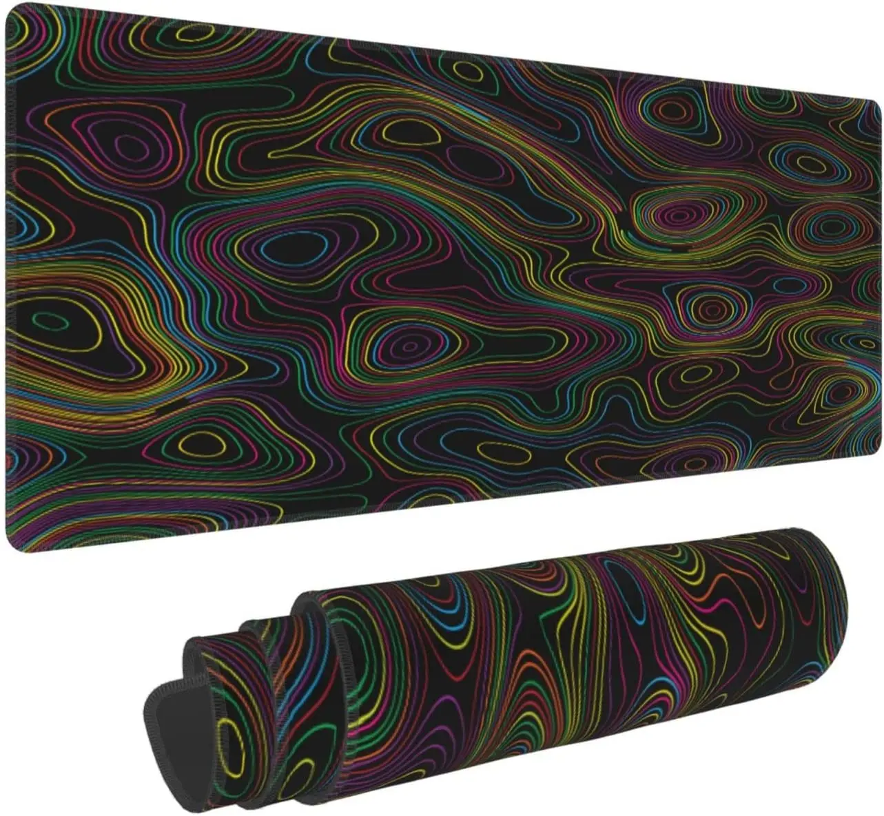 

Abstract Topographic Contour Gaming Mouse Pad Big Desk Mat with Stitched Edges Mousepad Laptop 31.5X11.8Inch Large Mouse Pad XXL