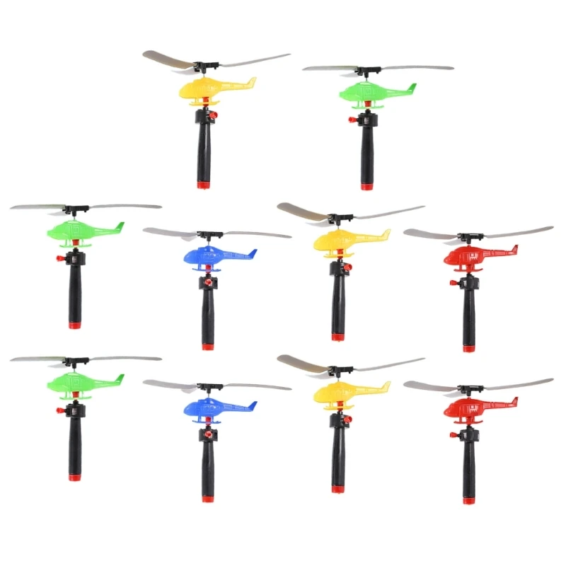 

Q0KB 10pcs Flying Helicopter String Toy for Kindergarten Children Outdoor Fun Bamboo Toy Lightweight Easy-Flyer Toy