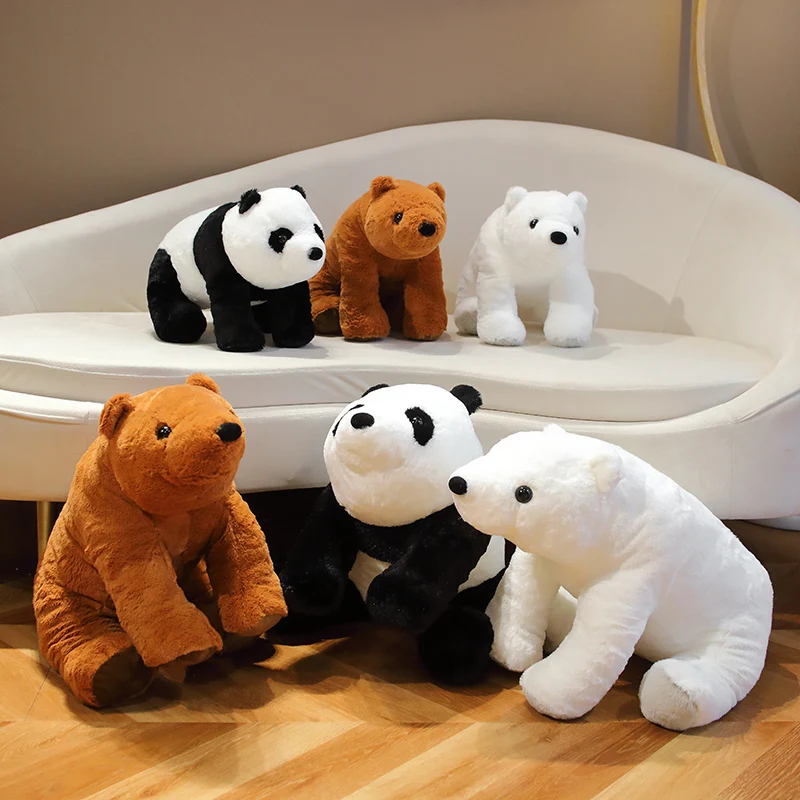 

New Styles Simulation Panda Bear Polar Bear and Standing Brown Bear Plush Animal Toys Lovely Teddy Dolls Pillow Cute Kids Gift