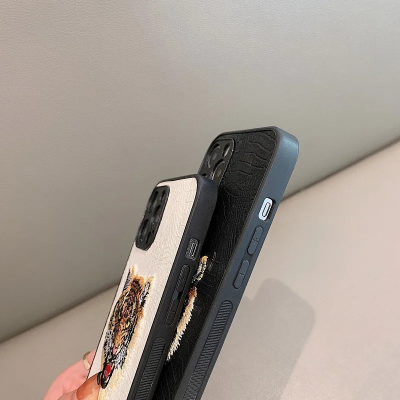 Чехол с 3D вышивкой головы тигра для iPhone 12 11 13 Pro Max XS 8 7 Plus X роскошный брендовый