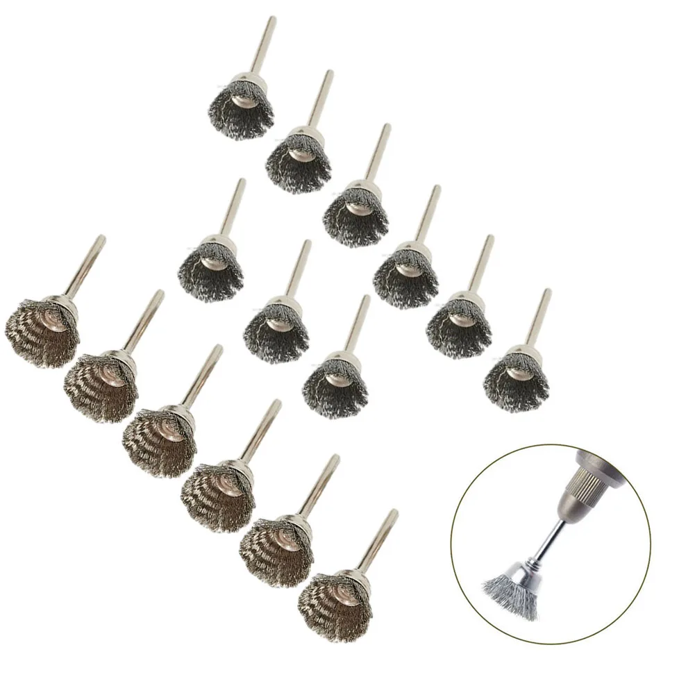

Abrasive Tool Wire Brush Rotary Tool Silver Stainless Steel Stripping Residue Wire Brushes 15mm 3.0mm Shank 3mm