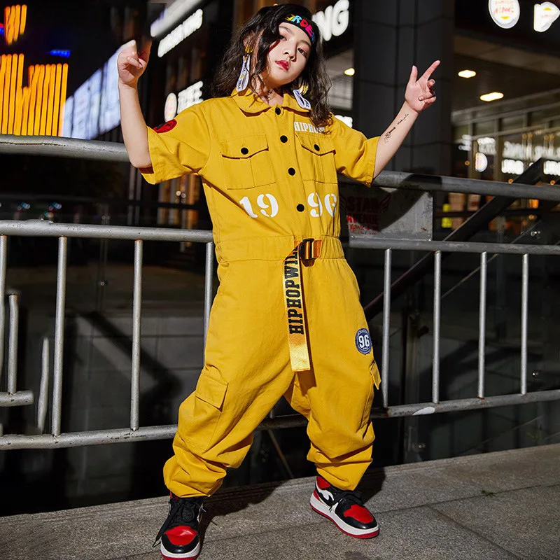 

Hip-hop Cargo Coveralls Girls Boys Jazz Dance Fashion Streetwear One-piece Workwear Dance Clothing Trendy Jumpsuit Costume