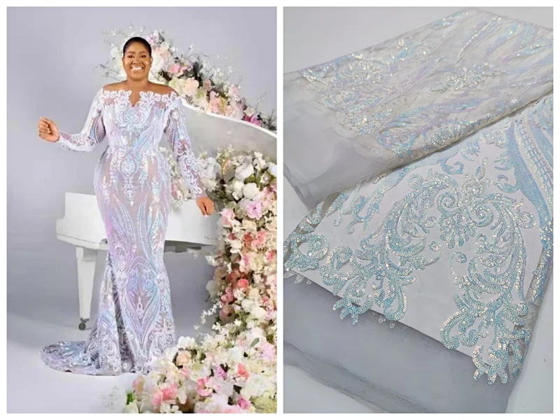 

Блестки Тюль Кружево африканская последовательность кружевная ткань 2022 высокое качество нигерийская французская Сетка кружевная Ткань Вы...