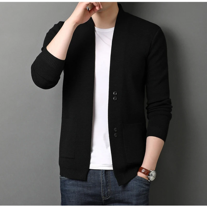 Мужская Тонкая трикотажная куртка с длинным рукавом на весну и осень