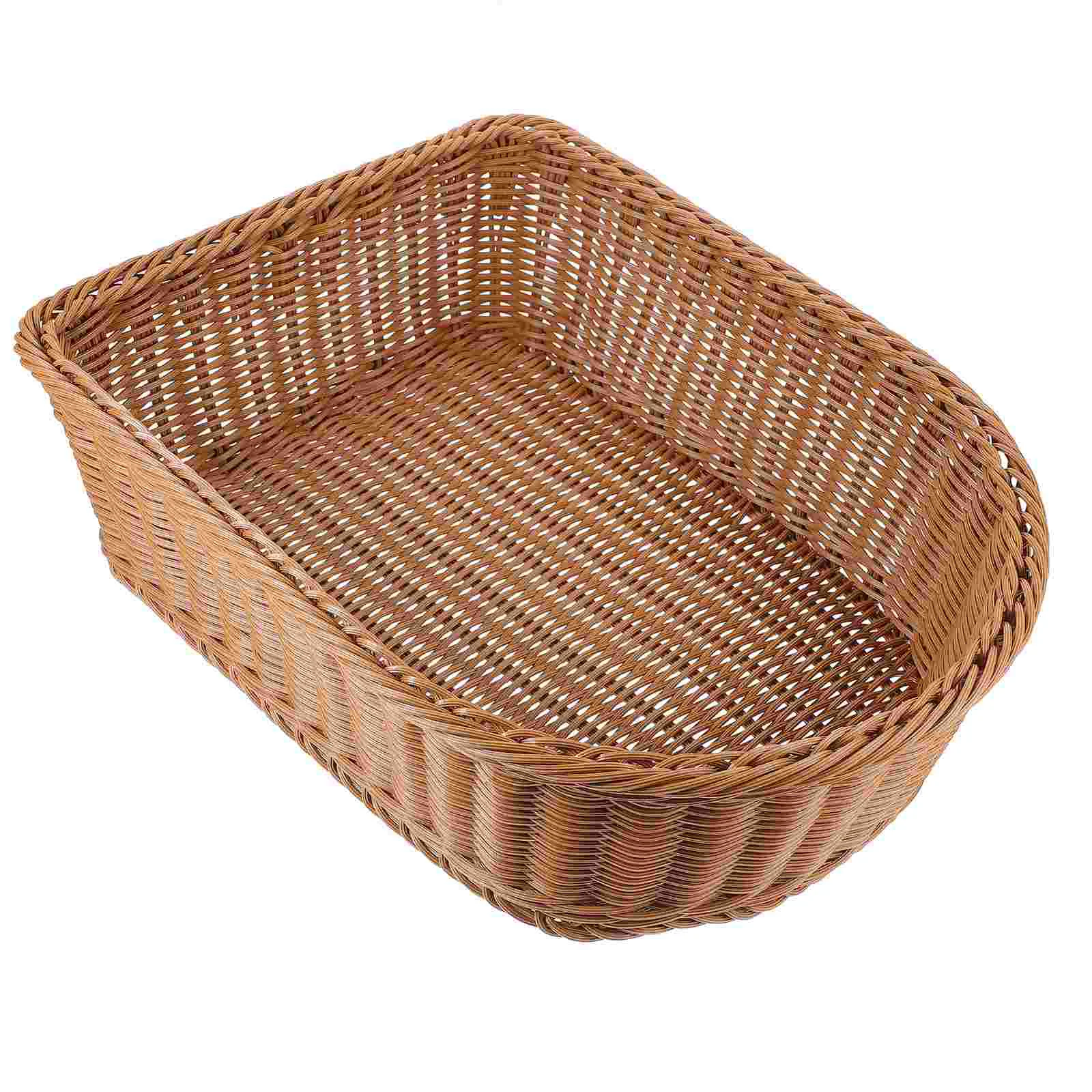 

Imitation Rattan Storage Basket Decor Woven For Organizing Desktop Sundries Organizer Pp Decorative