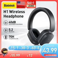 baseus h1 hybrid 40db anc wireless headphones 4 mics enc earphone bluetooth 5 2 40mm driver hifi over the ear headsets 70h time