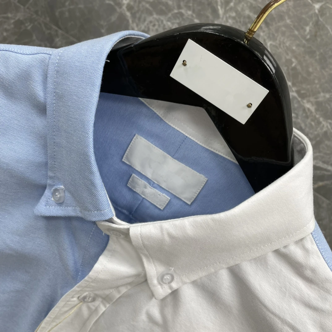 TB Business Man Shirt Fashion New 2022 Man Shirt Full Sleeve Blue and White Plaid 100% Cotton Shirt for Men with Pocket Striped