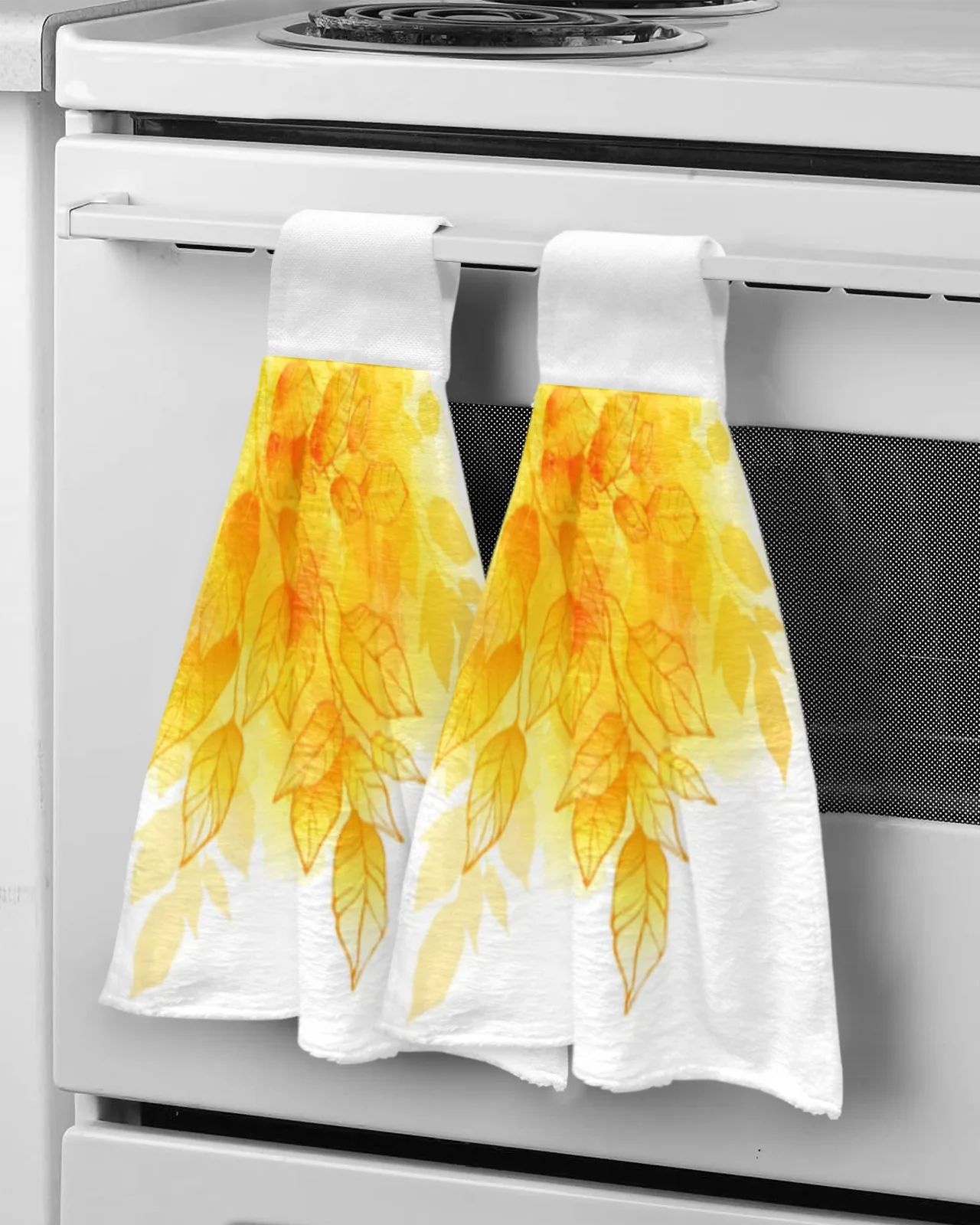 

Fall Leafs Watercolor Background Hand Towel For Child Absorbent Microfiber Kitchen Towel Tableware Cleaning Towel Kitchen Tools