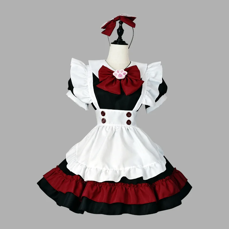 

Костюм горничной вампира для Хэллоуина, Униформа горничной в готическом стиле, черно-красный костюм горничной из аниме, милая французская о...