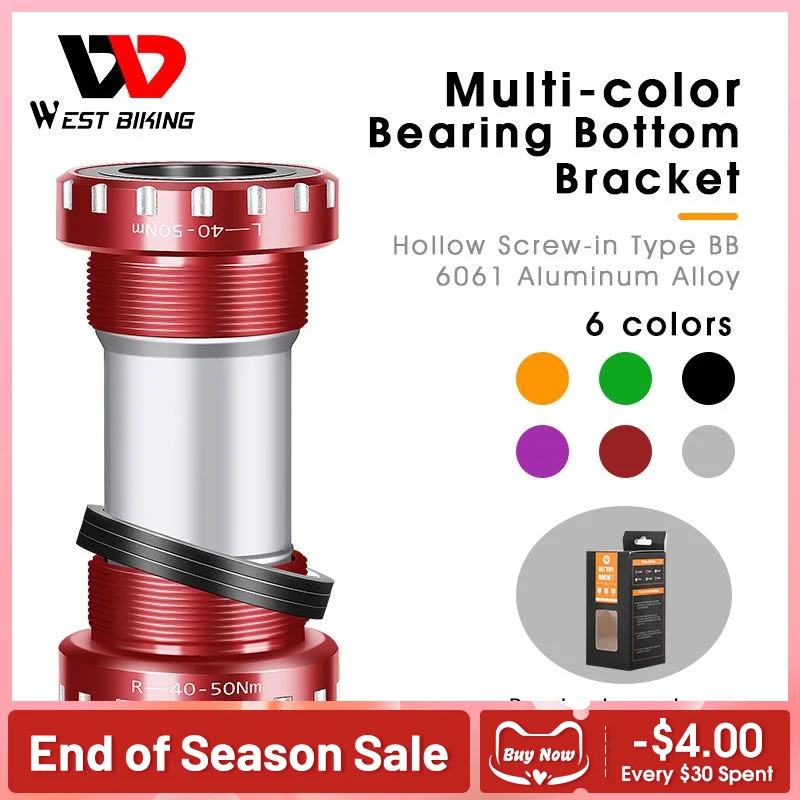 WEST BIKING Bicycle Bottom Bracket BSA 68/73mm MTB Mountain Road Bike Sealed Bearing Bottom Bracket For 24mm Crankset Parts
