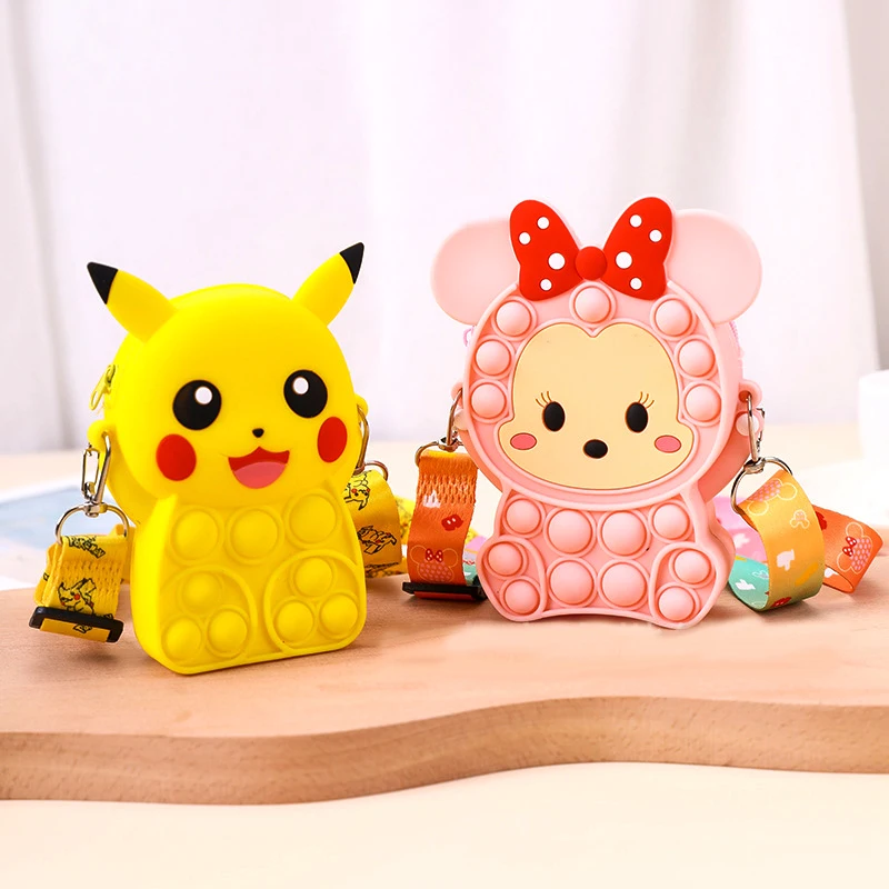 

Kawaii Pokemon Pikachu Anti Stress Anime Coin Purse Fidget Toys Silicone Wallet Squishy Push Bubble Girl Bag Kawaii Gifts Minnie