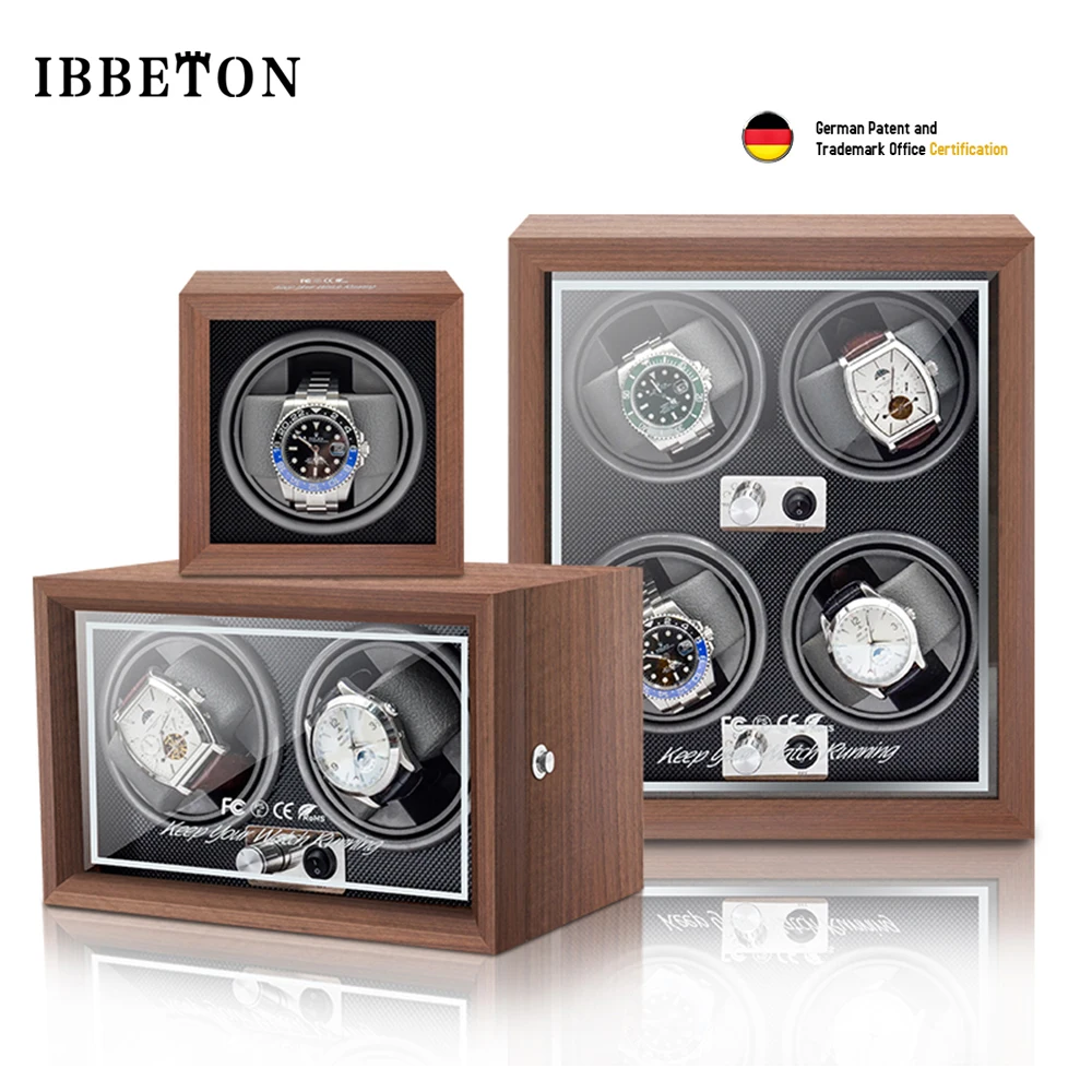 IBBETON Luxury Brand Wood Watch Winder High-End 2 4 Slot Automatic Watches Box with Mabuchi Moto Watch Cabinet Clock Storage Box