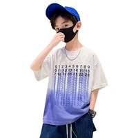 teen boy fashion korean multicolor t shirt clothes kids summer number print children tees tops 5 6 7 8 9 10 11 12 13 14years old