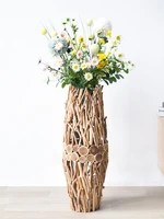 creative wooden floor large vases decoration living room flower arrangement nordic simple dry flower glass vases decoration