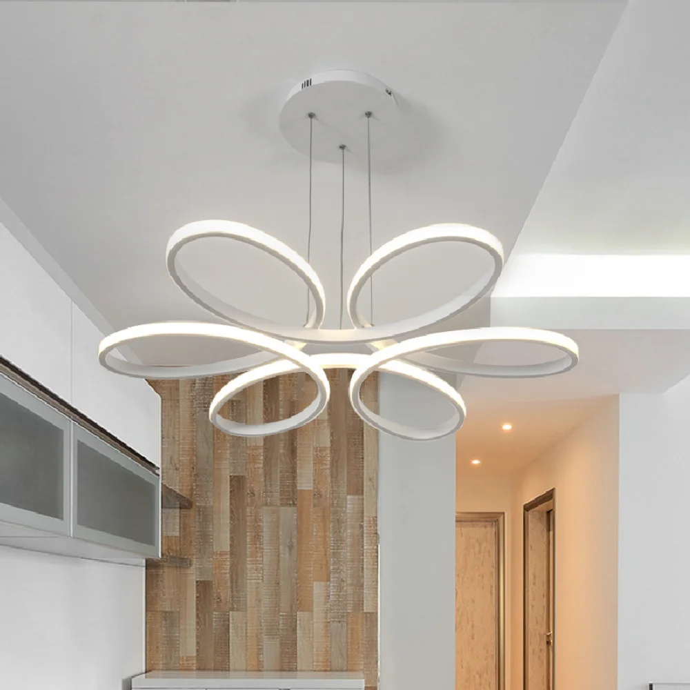 

LED pendant lamp Postmodern Minimalist Creative Living Dining Room Lighting Nordic Art Flower-shaped Bedroom Pendant Lamps rings