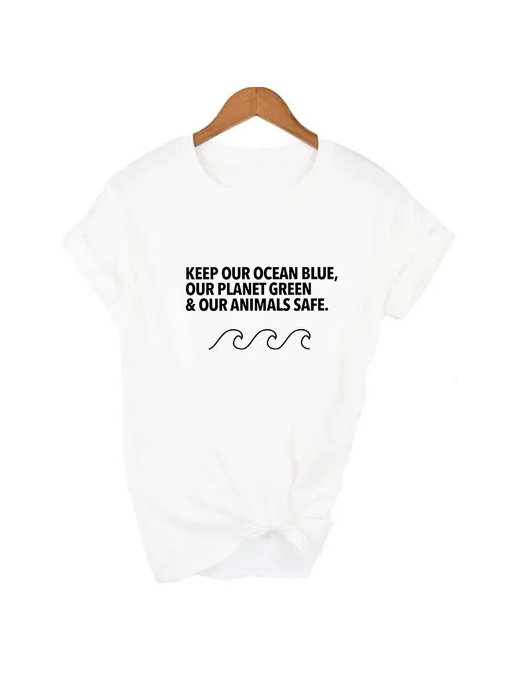 Женская футболка с надписью Keep Our Ocean Blue Clean Plastic Free летняя Повседневная эстетичная