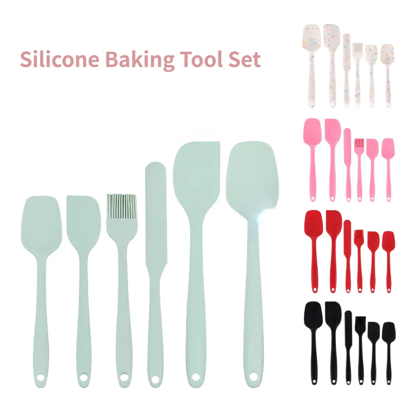 

Kitchen Baking Cooking Pastry 6pcs Mixing Grade Butter Food Cookie Tool Spatula Set Scraper Silicone Cake Brush Non-stick Tools