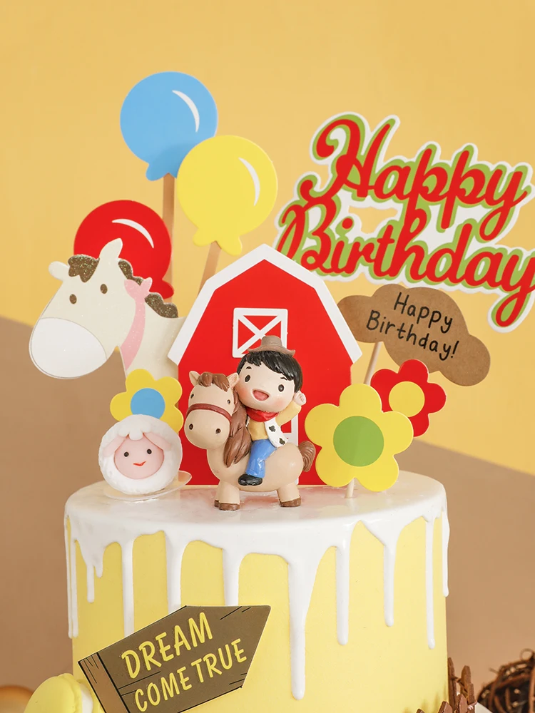 Тематические Животные на ферме лошади овца свиньи торт день рождения аним корова